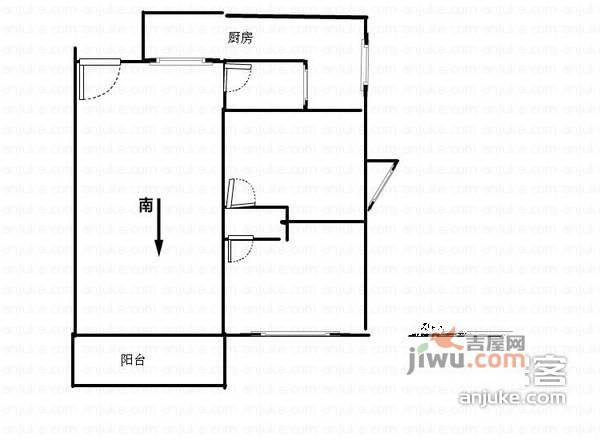 富基广场2室1厅1卫84㎡户型图