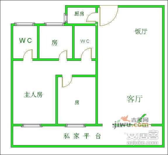 朗晴居3室2厅2卫户型图