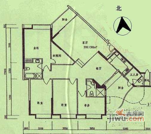 华标涛景湾4室2厅1卫214㎡户型图