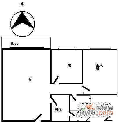 纵横缤城花园2室1厅1卫75㎡户型图