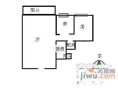 纵横缤城花园2室1厅1卫75㎡户型图