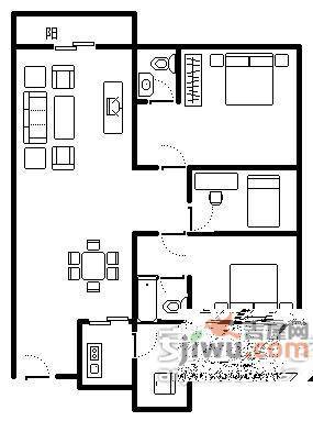 纵横缤城花园3室2厅1卫120㎡户型图