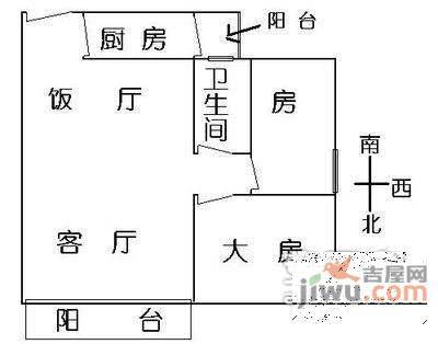 纵横缤城花园2室1厅1卫75㎡户型图