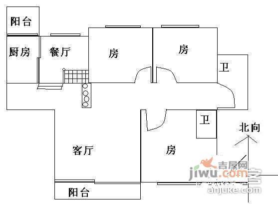 纵横缤城花园3室2厅2卫117㎡户型图