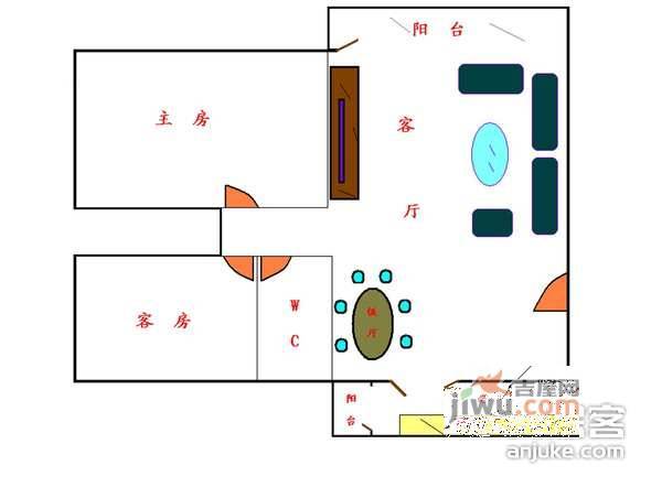 钟村碧桂园东苑2室2厅1卫248㎡户型图