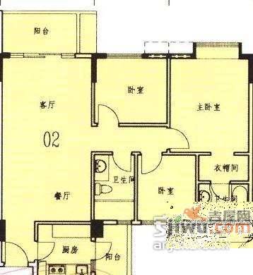 丽江花园3室2厅1卫140㎡户型图