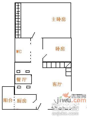 丽江花园2室1厅1卫80㎡户型图