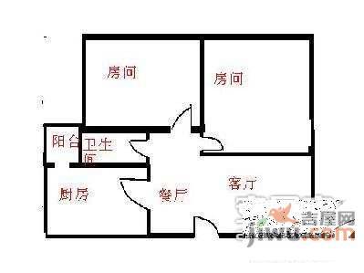 丽江花园2室1厅1卫80㎡户型图