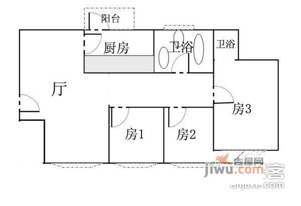 丽江花园3室2厅2卫133㎡户型图