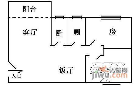 瑞宝花园2室2厅1卫80㎡户型图