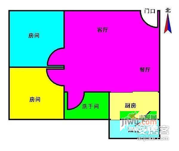 瑞宝花园2室2厅1卫80㎡户型图