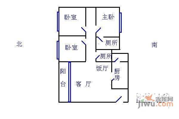 中怡城市花园3室2厅2卫133㎡户型图