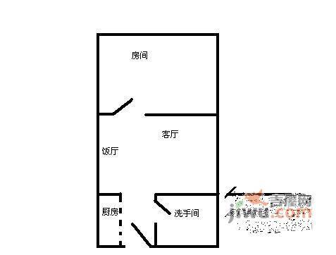 中怡城市花园1室1厅1卫43㎡户型图