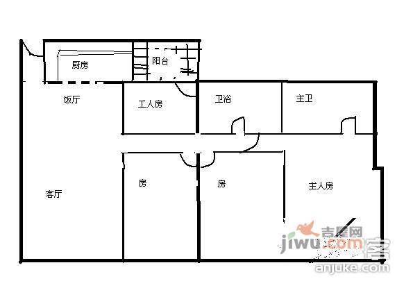 中怡城市花园3室2厅2卫133㎡户型图