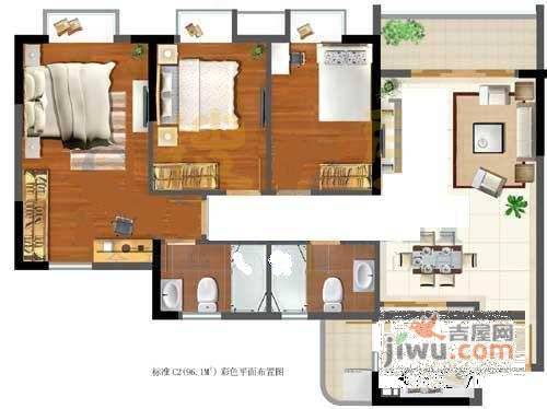 宏康花园康慧苑3室2厅2卫110㎡户型图