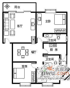 宏康花园康慧苑3室2厅2卫110㎡户型图