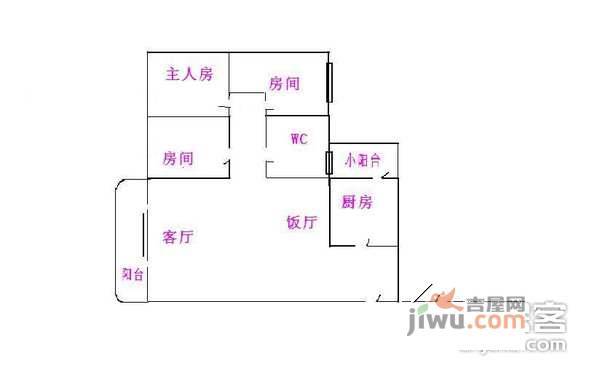 宏康花园康慧苑3室1厅1卫106㎡户型图