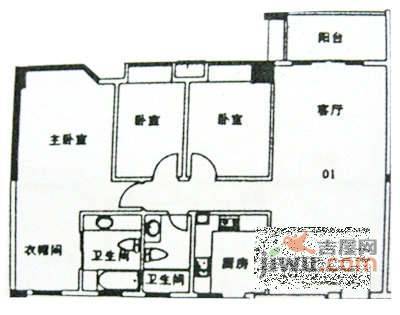 丽江花园左岸3室2厅2卫135㎡户型图