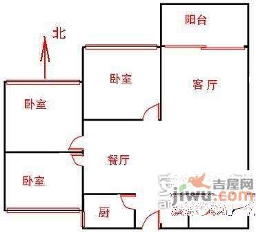 南洲花苑3室2厅1卫110㎡户型图