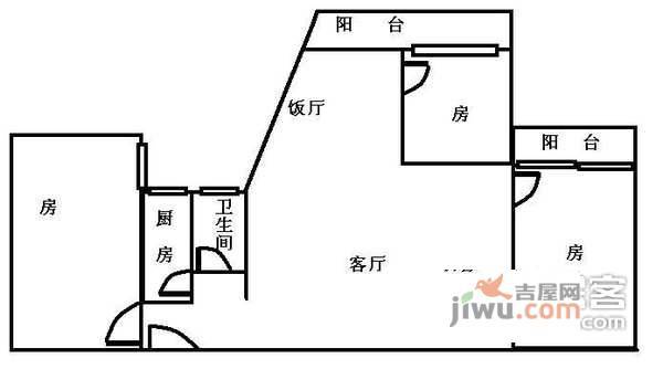 南洲花苑3室2厅1卫110㎡户型图