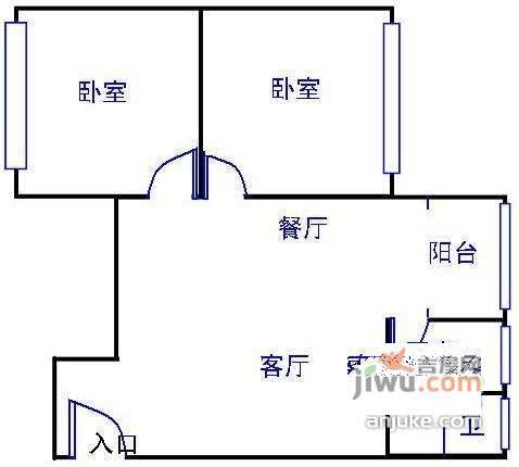 南洲花苑2室2厅1卫86㎡户型图