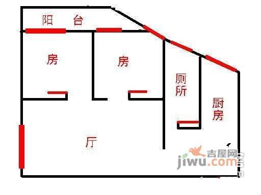 南洲花苑2室2厅1卫86㎡户型图