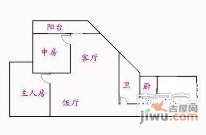 南洲花苑3室1厅1卫106㎡户型图