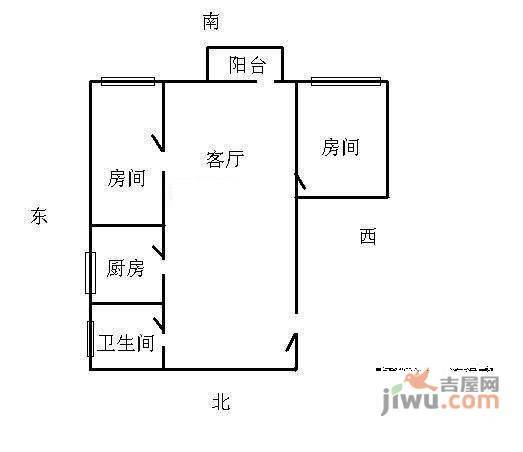 云宁居2室1厅1卫71㎡户型图