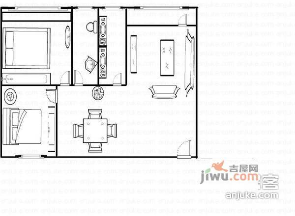 云宁居2室2厅1卫73㎡户型图