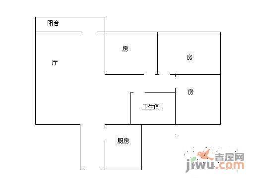 云宁居3室1厅1卫83㎡户型图