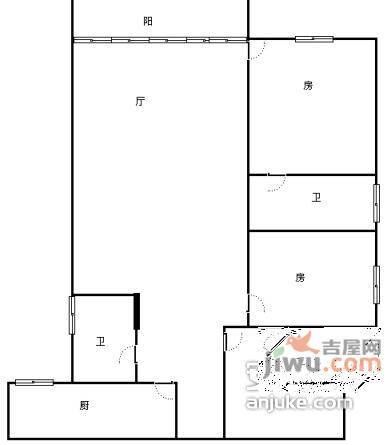 锦丽居3室2厅2卫109㎡户型图