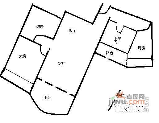 芳草园小区2室2厅1卫87㎡户型图