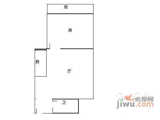 富力院士庭1室1厅1卫55㎡户型图