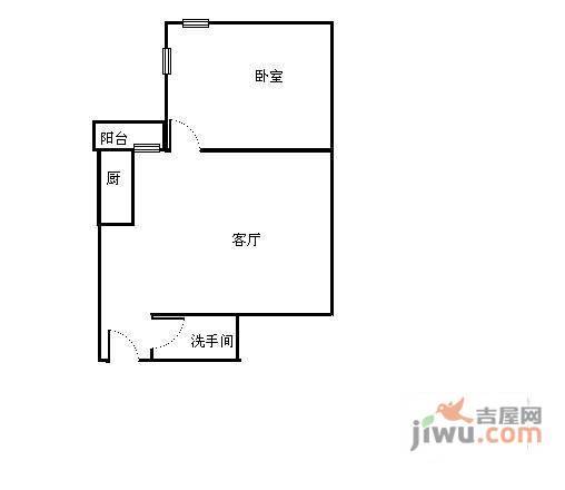 富力院士庭1室1厅1卫55㎡户型图