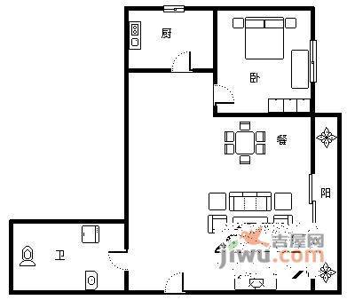 天河北苑3室1厅1卫87㎡户型图