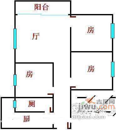 天河北苑2室2厅1卫87㎡户型图