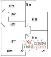 天河北苑3室2厅1卫100㎡户型图