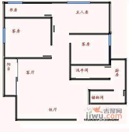 天河北苑3室2厅2卫79㎡户型图