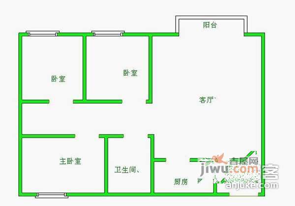 东华花园3室2厅1卫112㎡户型图