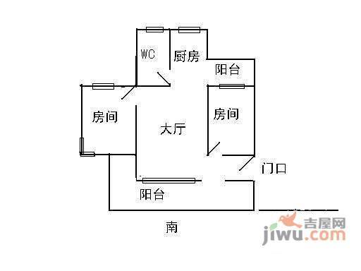 东华花园2室2厅2卫户型图