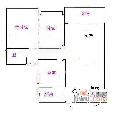 万华花园3室1厅1卫97㎡户型图