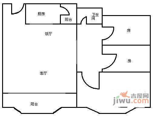 祈福新邨活力花园3室2厅1卫106㎡户型图