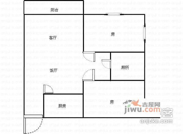 祈福新邨活力花园2室2厅2卫85㎡户型图