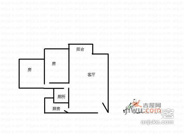 中海名都2室1厅1卫92㎡户型图