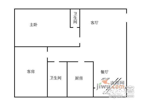 上漖海滨花园2室1厅1卫70㎡户型图