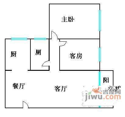 上漖海滨花园2室2厅1卫78㎡户型图