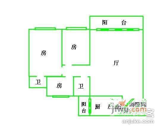 海富花园3室1厅2卫117㎡户型图