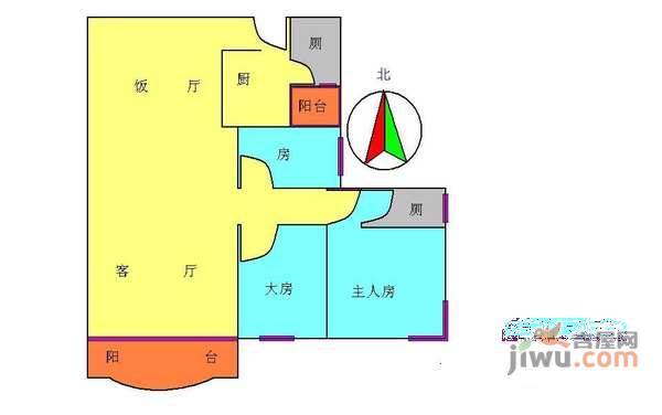 海富花园3室2厅2卫户型图