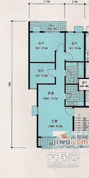 祈福新邨A区3室2厅1卫69㎡户型图