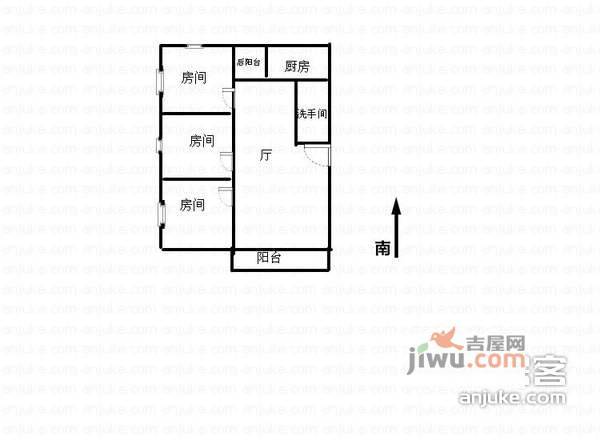 祈福新邨A区3室2厅1卫69㎡户型图